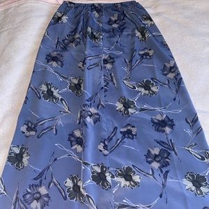 Blue and grey floral skirt